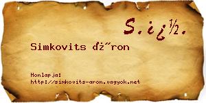 Simkovits Áron névjegykártya